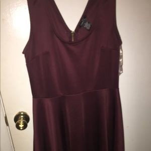 V Neck Maroon Dress